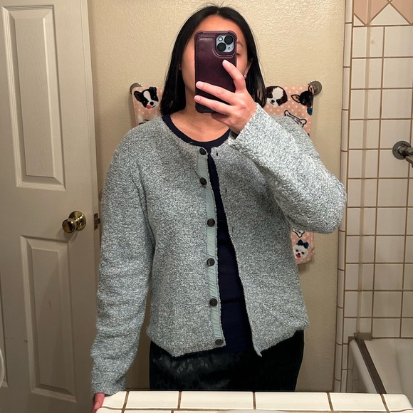 Vintage Baby Blue Button Up Textured Cardigan - M - Picture 2 of 5